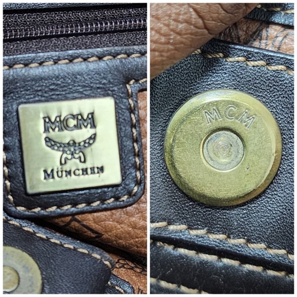 Authentic MCM Visetos Leather Tote Bag Brown/Black - Picture 15 of 15